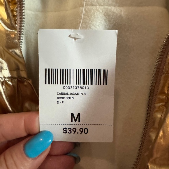 Forever 21 Disco  Metallic Gold Cropped Bomber Jacket Medium - Picture 7 of 7